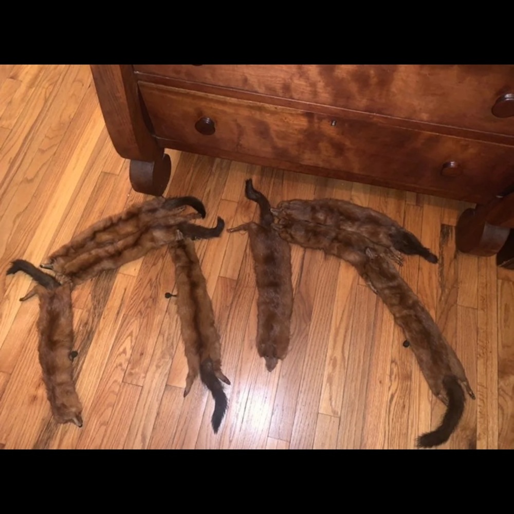 Vintage 4 attached real fur red fox stole scarf